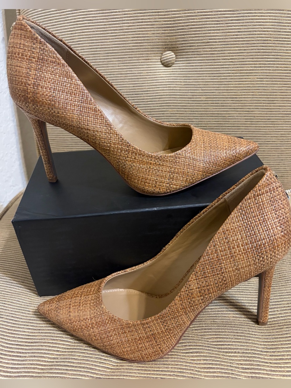 NWT Sam Edelman Hazel Cuoio Weave Pointed Toe Pump in Sand - Size 8.5W